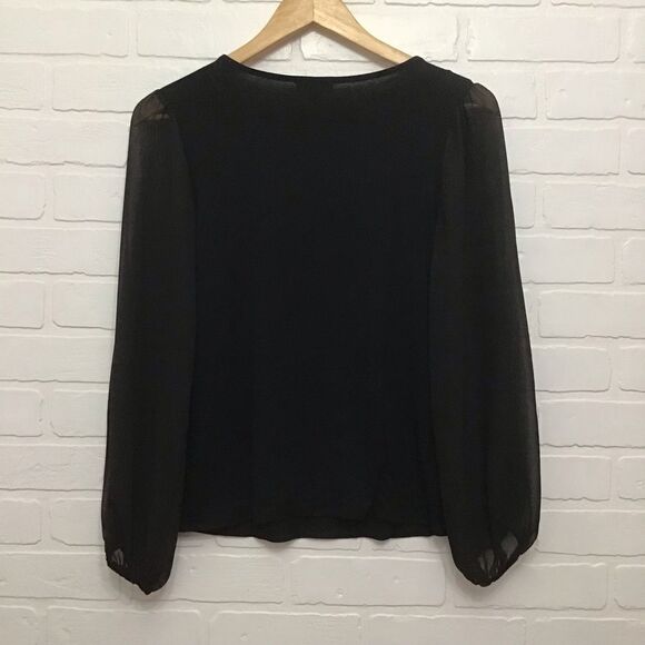 VINCE Camuto XS black crystal detailled jersey sheer jewels top - Picture 3 of 13